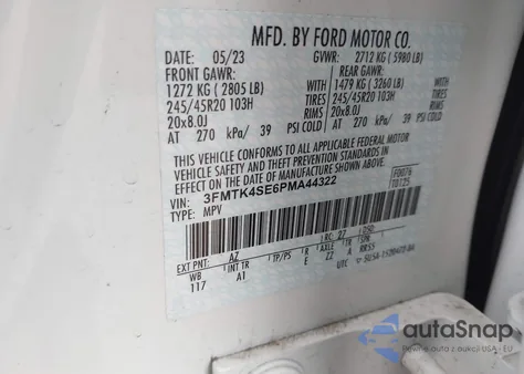 2023 Ford Mustang Mach-E Gt from USA, damaged, VIN 3FMTK4SE6PMA44322